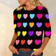 thumbnail image 4 of Xuyuer Womens Valentine T Shirts Love Heart Printed Graphic Tee Tops Spring Shirts Halloween Round Neck 3/4 Length Sleeve Graphic Tee Tops Fashion Casual Printed T-Shirt Top, 4 of 6