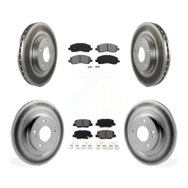 Transit Auto Front Rear Coated Disc Brake Rotors and Semi-Metallic Pads Kit for Car Mitsubishi RVR Outlander Sport KGS-100706