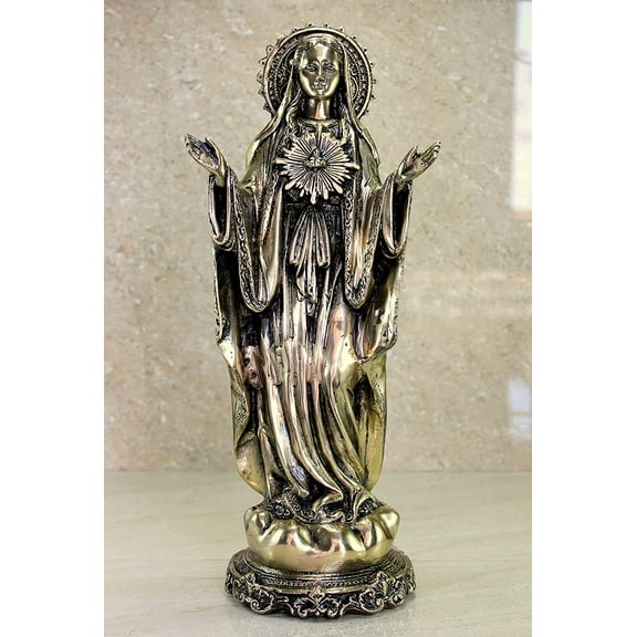 eSplanade - Mother Mary Holy Sculpture Spiritual Idols Religious Statues | Holy Statue of Christians | Home Decor | Brass - 16" Inches (Big Size)