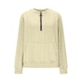 thumbnail image 6 of Guieoi Plus Size Jackets for Women Women's Winter Loose Small Dough Twists Half Zip Long Sleeve Round Neck Solid Shirt Tops with Pocket Beige, 6 of 7