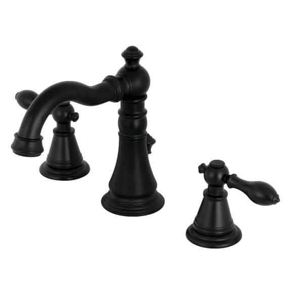 Kingston Brass FSC1970AL English Classic Two-Handle 3-Hole Deck Mount Widespread Bathroom Faucet with Brass Pop-Up in Matte Black