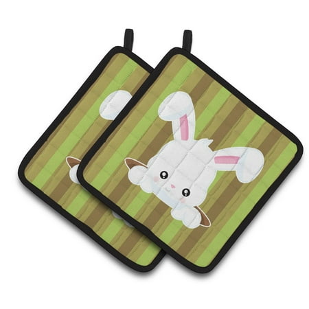 

Caroline s Treasures Easter Rabbit Hole Pair of Pot Holders