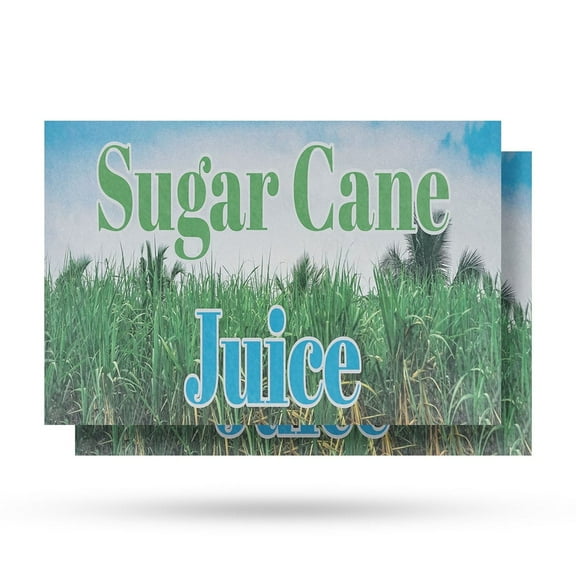 Sugar Cane Juice Vinyl Decal 2 Pack of 12 Inch x 16 Inch Weatherproof Heavy-Duty Adhesive Backing | Refreshing Drinks, Healthy Choices, Food Promotions | Made in USA