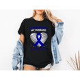 thumbnail image 2 of Vinyta Colorectal Wear Blue Support T-Shirt, Husband Colon Cancer Awareness Sweatshirt, Supportive Husband Hoodie, 2 of 5