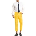 thumbnail image 2 of INSPIRE CHIC Plaid Printed Pants for Men's Pleated Front Colorful Checked Cropped Trousers 30 Yellow, 2 of 4