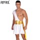 thumbnail image 2 of Traje de Cosplay de gladiador del dios griego antiguo para hombre, vestido con volantes, vestidos con cinturón fruncido metálico, disfraz de guerrero de caballero de Halloween, 2 of 5