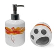 thumbnail image 2 of Ambesonne Nature Soap Dispenser & Toothbrush Holder Set, Romantic Poppy, 2 Pcs, White Orange, 2 of 6