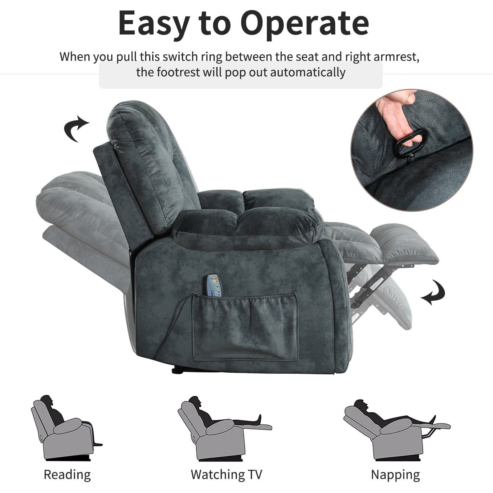 Bonzy Home 2-Piece Manual Recliner Sofa Set, Overstuffed Reclining Loveseat and Wide 3PC Recliner Chairs Sofa for living room, Olive-green