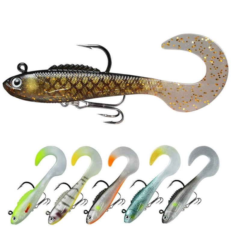 Pre-Rigged Jig Head Soft Fishing Lures, Paddle Tail Swimbaits for