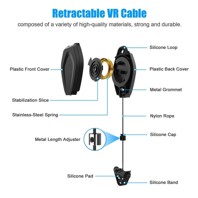 Gestion des Câbles VR Système de Poulie de Plafond Rétractable Compatible pour Oculus Quest pour Quest 2 pour Rift pour Rift S pour Valve Index pour HTC Vive pour HP Reverb G2 pour PSVR Link Cable