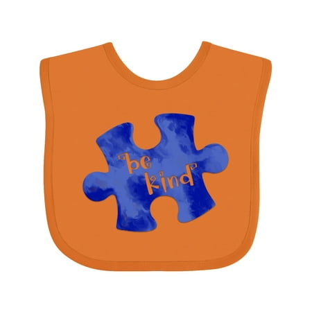 

Inktastic Autism Awareness Be Kind Dark Blue Puzzle Piece Gift Baby Boy or Baby Girl Bib