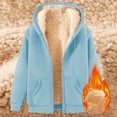thumbnail image 4 of aohooy Hoodies with Zip for Women Sherpa Lined Solid Sweatshirts Winter Warm Comfy Fleece Long Sleeve Jacket Coat with Pocket Light Blue,XL, 4 of 4