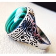 thumbnail image 4 of Malachite Mans Ring, Natural Green Malachite, Spiritual, Silver Jewelry, 925 Silver Ring, Birthday Gift, Heavy Mens Ring, Arabic Design, Ottoman Style Ring, Christmas, Turkey Mens Signet Ring, 4 of 6