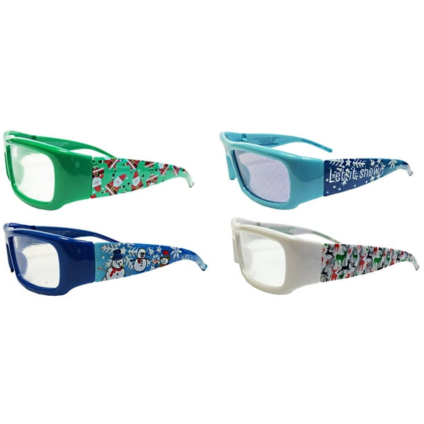 Holiday Specs 3D Plastic Christmas Glasses Snowman Holographic Blue