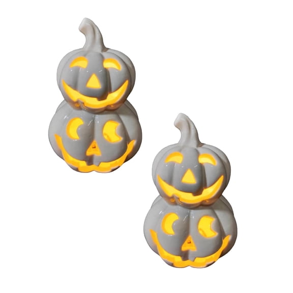 2Pcs Halloween Decorations Elegant Ceramic Pumpkin Desktop Ornament For Autumn Decorative Figurine For Home Desk Cozy Seasonal Piece Desktop Ornament 2026