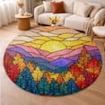 thumbnail image 5 of Circle Area Rug, Sun58 Washable Non-Slip Floor Carpet, Soft Rug for Living Room Bedroom Decor 71 Inch, 5 of 6