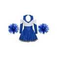 thumbnail image 2 of IEFIEL Girls Cheer Leader Cheerleading Costume Uniform Outfit Off-Shoulder Fancy Dress with Pompoms Royal Blue-A 12, 2 of 7