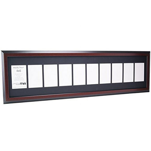 Creative Letter Art 10 Opening Mahogany Frame with Real Glass, Black Mat to hold 4x6 photographs for your Name, Special Word, Wedding or Collage