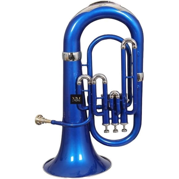 Brass Bb Flat Musical Instrument Euphonium 3 Valve With Free Hard Case Mouthpiece (Blue)