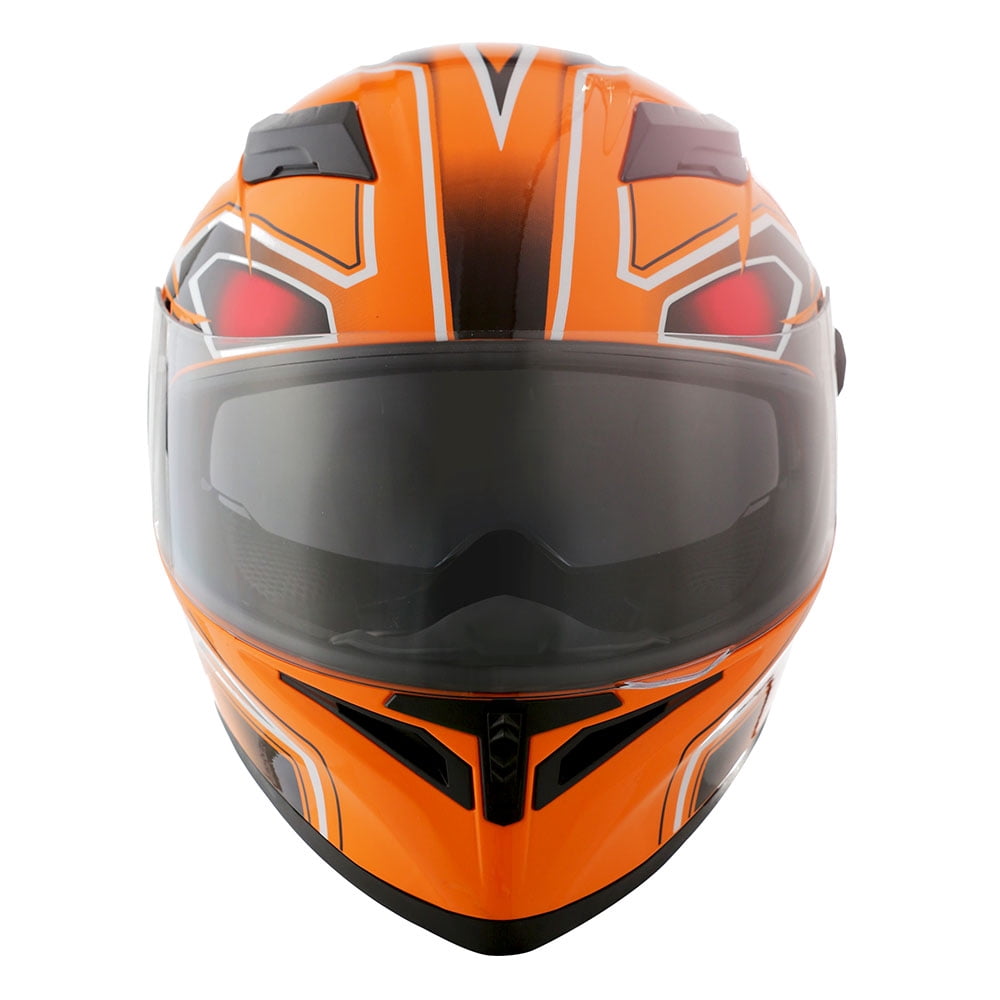1Storm Motorcycle Full Face Helmet Street Bike Dual Visor/Sun Shield N-HJK316 Panther Orange