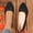 Black, variant on Women's Faux Suede Casual Flats, Decorative Stone Decor Low Heel Comfort Shoes Brown 36