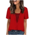 thumbnail image 1 of Camisas Y Tops de Verano de Mujer Moda Casual Cuello Redondo Camisas de Satén Camisas de Color Sólido para Mujeres, 1 of 5