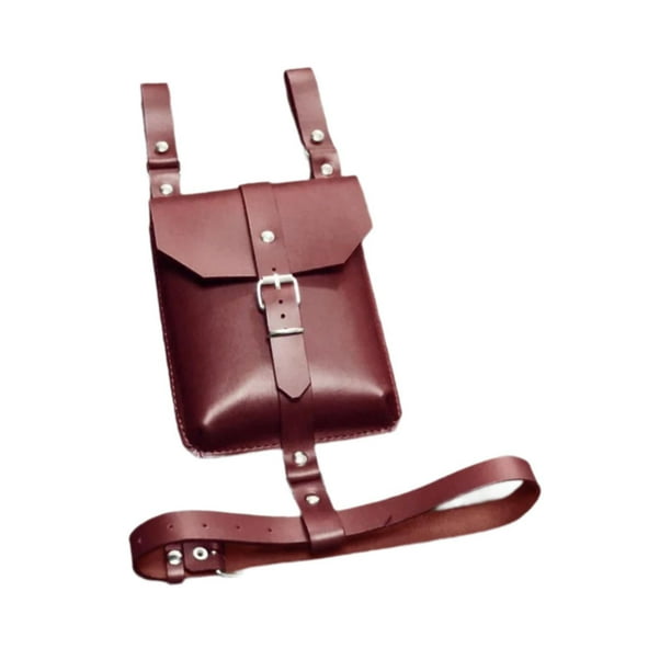 Bolsa de cinturón medieval, accesorio de disfraz, bolso Steampunk portátil de cuero de PU Rojo