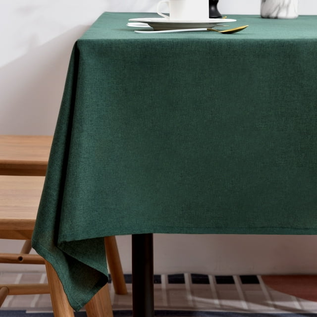 BALCONY & FALCON Rectangular Faux Linen Tablecloth Waterproof Table cloth used for Gatherings, Restaurants, Kitchens, Banquets (Alpine Green, 55x95)