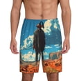 thumbnail image 3 of Lsque Lone Cowboy Desert Scene Mens Sleep Pajama Shorts,Short Pajama Pants, Cotton Ultra-Soft Knit-X-Large, 3 of 9