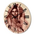 thumbnail image 3 of Designart 'Black and White Portrait of Young Indian Woman II' Modern Wood Wall Clock, 3 of 5