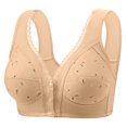 thumbnail image 2 of Qwertyu Daisy Bras for Older Women Front Closure No Wire Comfortable Convenient Buckle Bra Comfy Everyday Bra Beige 44, 2 of 6
