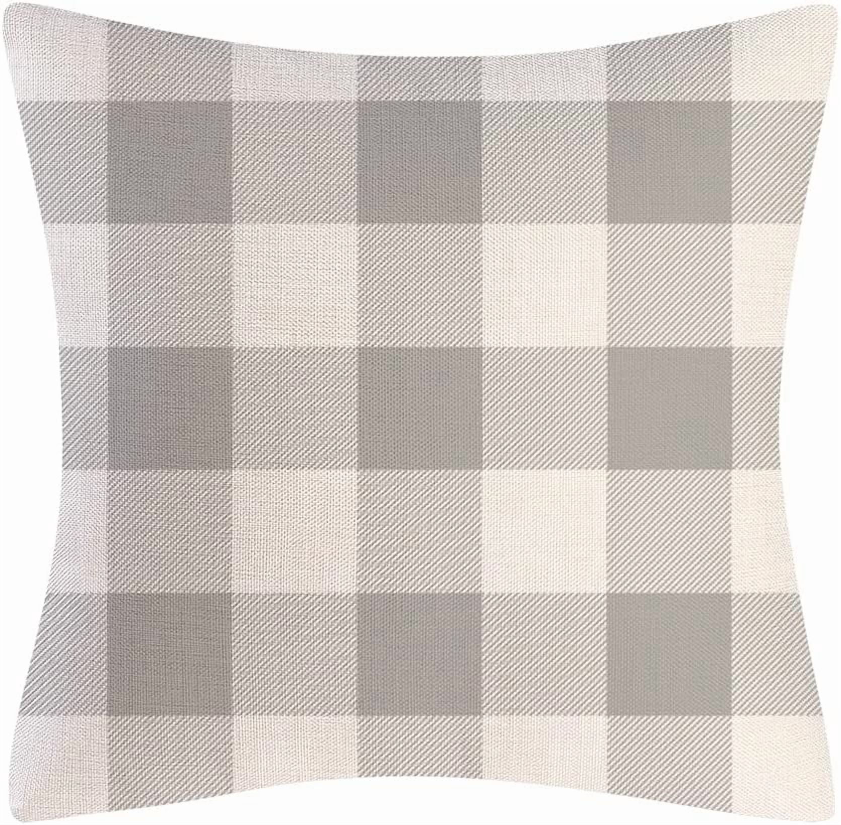 Grey and White Buffalo Check Plaid Throw Pillow Covers Farmhouse Decorative Throw Pillow Case Indoor Outdoor Cushion Cover Pillowcase for Sofa 18 x 18 Inch Set of 4