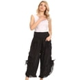 thumbnail image 5 of Sakkas Loore Womens Wide Leg Gaucho Pants Cotton with Pockets and Smock Waist - Black - One Size Regular, 5 of 5
