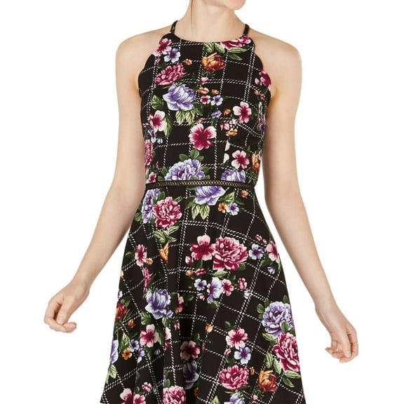 BCX Womens Scalloped Fit & Flare Dress, Black, Juniors, 13