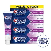 Crest Toothpaste, 3DWhite Advanced, Luminous Mint, 3.7 oz, Pack of 4