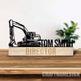 thumbnail image 5 of Craftnamesign Custom Wooden Excavator Driver Desk Name Plate, Excavator Metal Nameplate for desk, 5 of 5