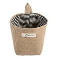 thumbnail image 2 of Cotton Linen Laundry Hamper Bag for Home Gadget Storage Organizer Foldable Basket Bin Hanging Laundry Basket (Blue Stripe), 2 of 7