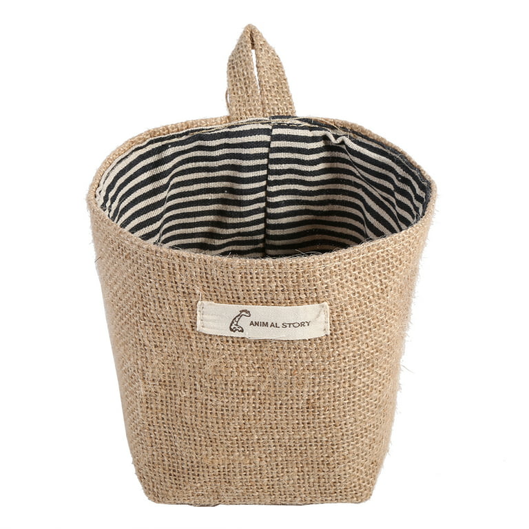 Cotton Linen Laundry Hamper Bag for Home Gadget Storage Organizer Foldable  Basket Bin Hanging Laundry Basket (Khaki Stripe)