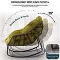 thumbnail image 4 of Outdoor Papasan Rocking Chair, Patio Oversized Wicker Egg Rocking Chair, Indoor & Outdoor Comfy Rocker Chair with Thick Cushion, Modern Lounge Chair for Front Porch, Garden, Backyard, Olive Green, 4 of 7