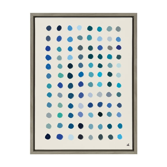 Kate and Laurel Sylvie Meditation 5 Framed Canvas Wall Art by Kelly Knaga, 18x24 Gray, Decorative Modern Blue Art Print for Wall