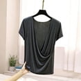 thumbnail image 3 of FRSASU Women's Casual Fashion Solid Color V-Neck Summer Short Sleeve Camisole Blouse T-shirt Top Gray-A, 3 of 6