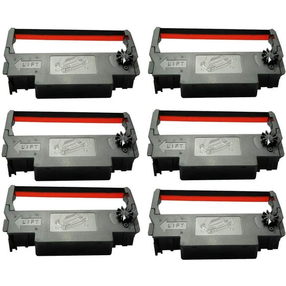 ERC 30 / 34 / 38 Ink Ribbon Cartridge Black and Red Compatible Epson TM 200, TMU 220, TMU230 Printers (6 Pack)