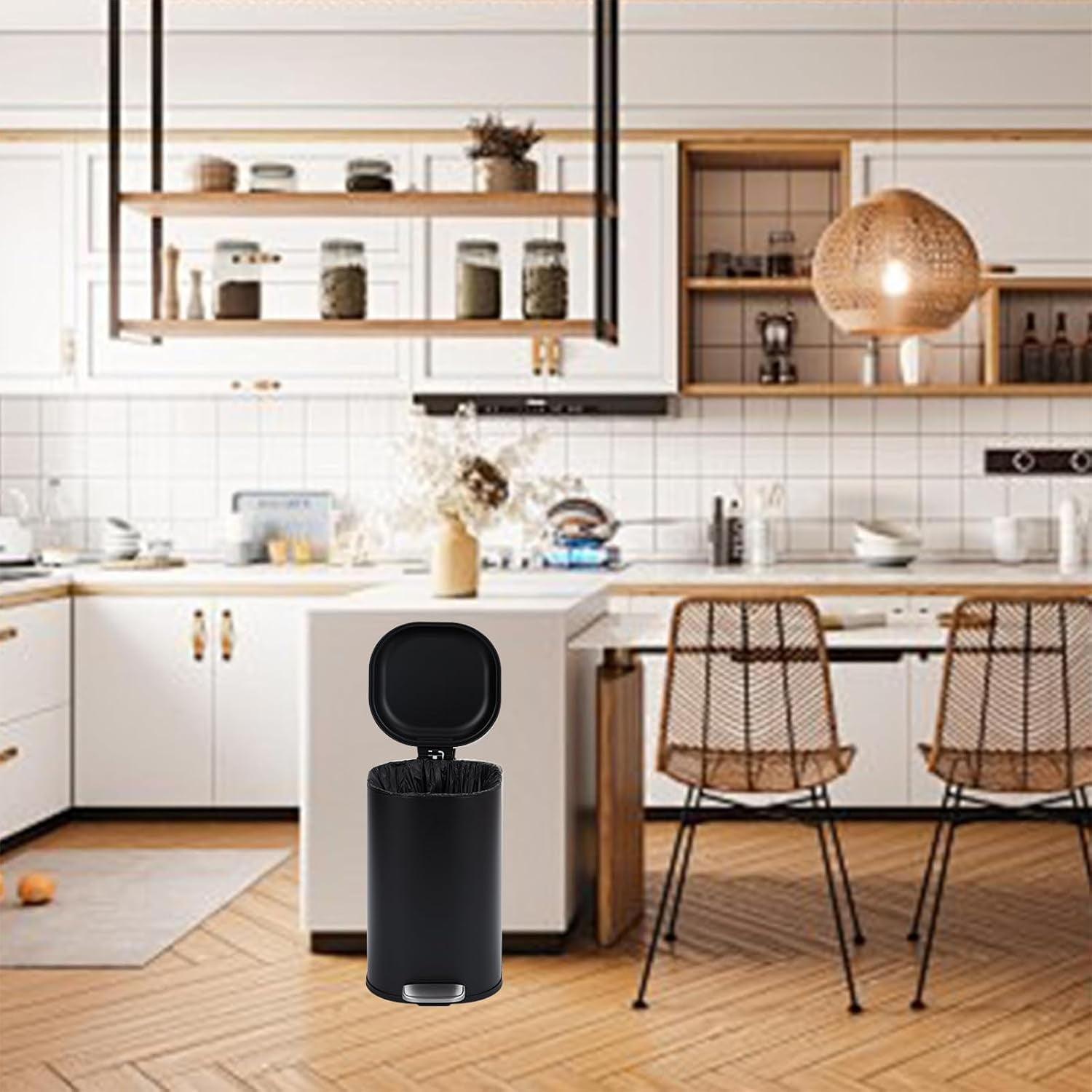 8 Gallon Kitchen Trash Can, 30 Liter Stainless Steel Garbage Bin Without Inner Bucket, Oval Step Recycling Bin with Soft-Close Lid for Dining Room, Bathroom, Home Office