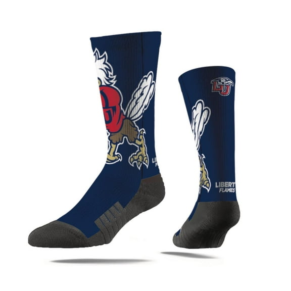 Strideline Liberty University Premium Mascot NCAA Licensed Crew Socks - Navy