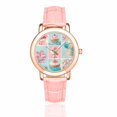 thumbnail image 1 of SUNENAT Funny Cupcakes and Marshmallow Desserts Women's Rose Gold-plated Leather Strap Watches Wrist Watch, 1 of 5