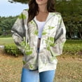 thumbnail image 2 of Stichou Zip Up Hoodie Fall Camo Sweatshirts for Women Oversized Jacket with Pocket Leaf Print Clothes for Women 2025 Green 2XL, 2 of 6