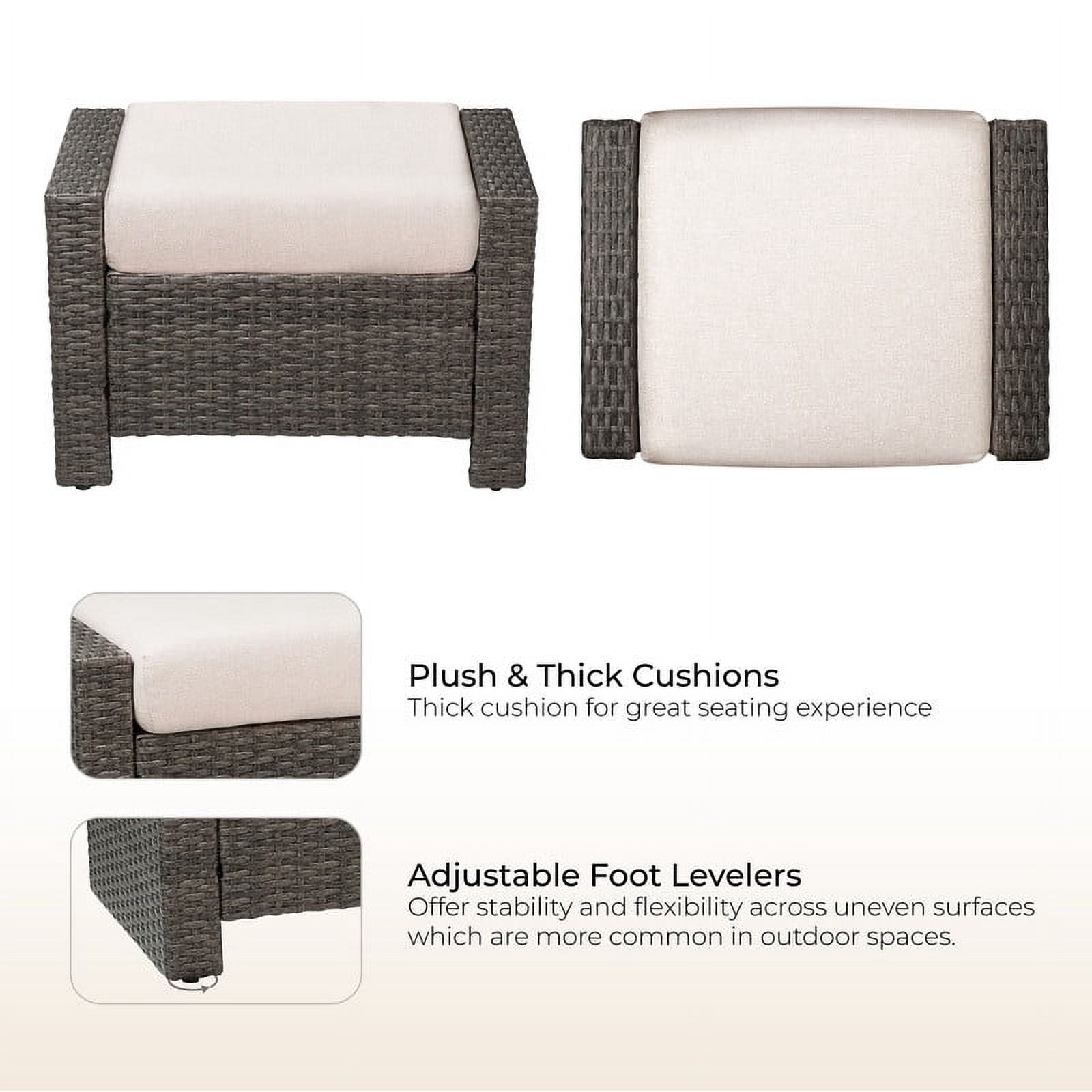 CHITA Outdoor Swivel Gray Wicker Chair and Ottoman with Cushion, Cream