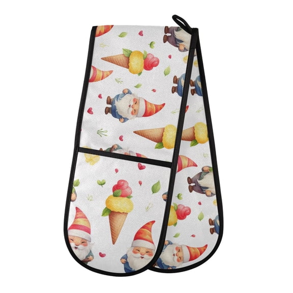 Dailycode Double Sided Oven Mitt with Loop Heat Resistant Kitchen Long Potholders 7" x 35" Dwarf and Ice Cream