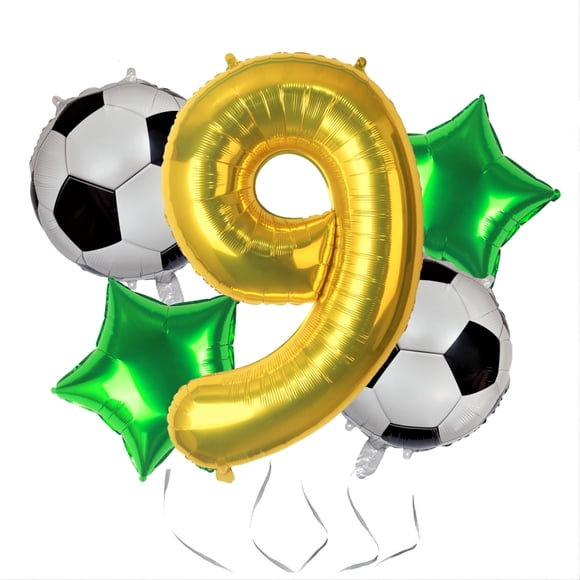 Kwuz Globos de fútbol 40" Dorado Número 9 Decoración para fiesta
