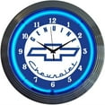 thumbnail image 2 of Cars and Motorcycles Genuine Chevrolet Neon Wall Clock 15-Inch Blue Chevy, Chrome rim with a single ring of blue neon, 2 of 2